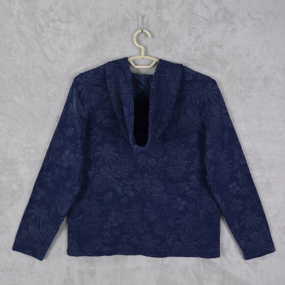 Tommy Bahama Indi Floral Sweatsuit Indigo Pullover Jacket Large & Jogger Small - Picture 3 of 16